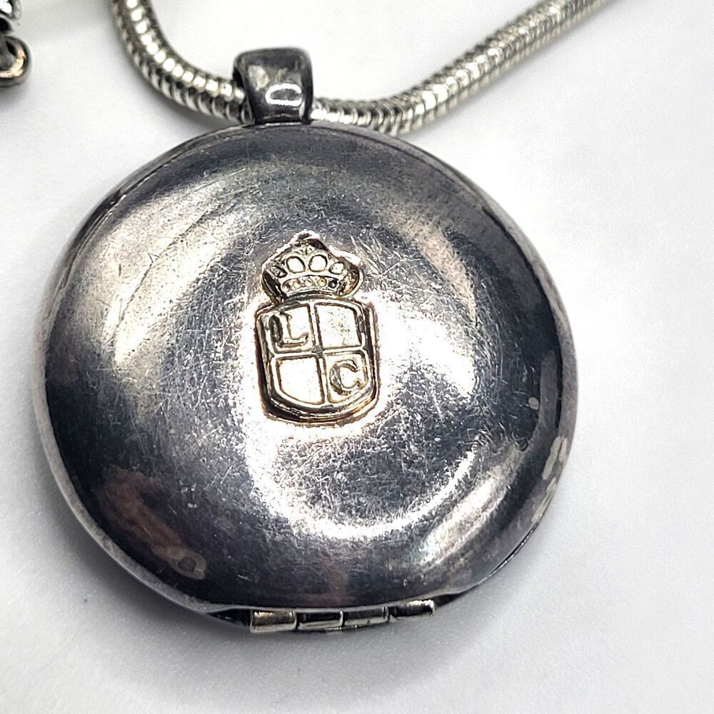 Liz Claiborne Sterling Silver XCIVIXCV CREST LOCKET Pendant 36" OLCI Snake Chain